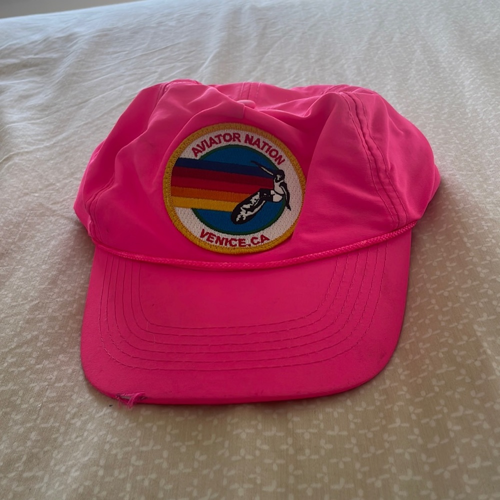 bright pink aviator nation trucker hat